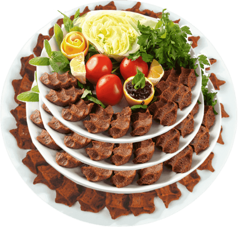 toptan çiğköfte katlı tabak sunumu üretim ve satış